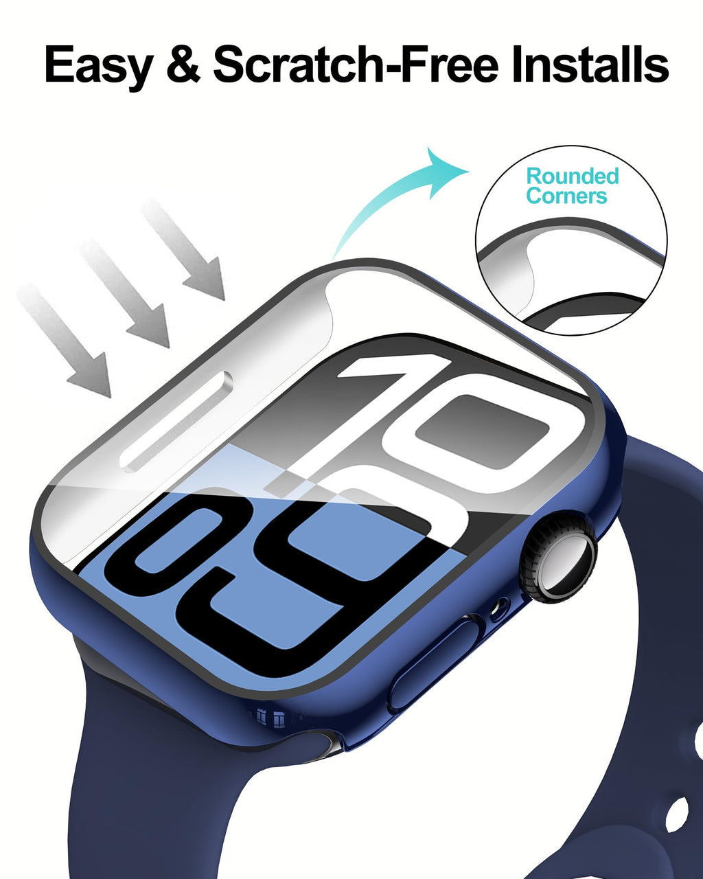 2 Pack Case Compatible with Apple Watch Series 11 (2025)/Series 10 42mm with Tempered Glass Screen Protector, Hard PC Case Scratch-Resistant Overall Protective Cover- Blue